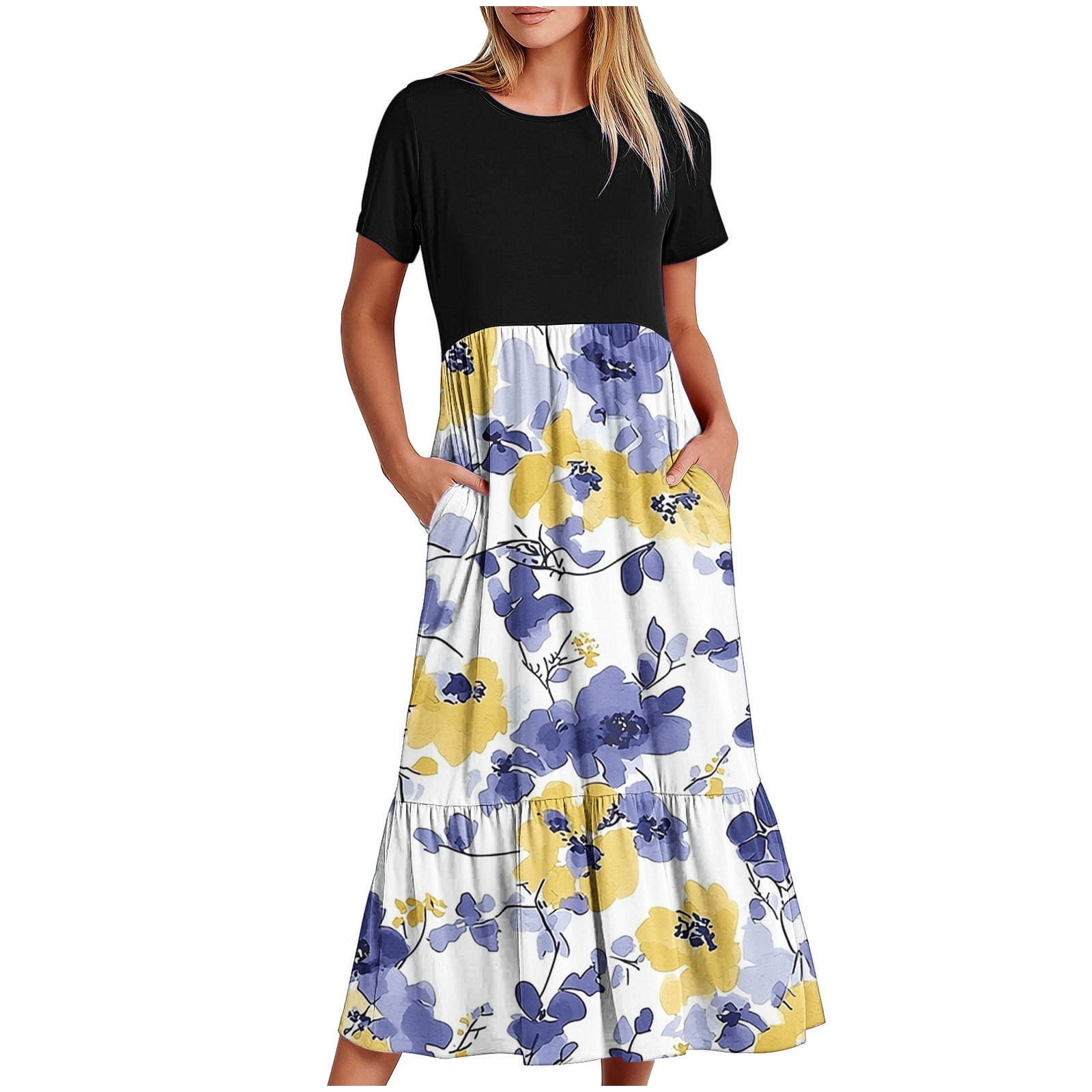 princess polly baby blue dress Mustard Yellow Formal Prom Party Evening Dressy Brunch Dress for Teen Girls  Fall Summer Short Sleeve Boat Neck Graphic Maxi Long Loose Fit Dress  Homecoming Dresses Womens 2025 M