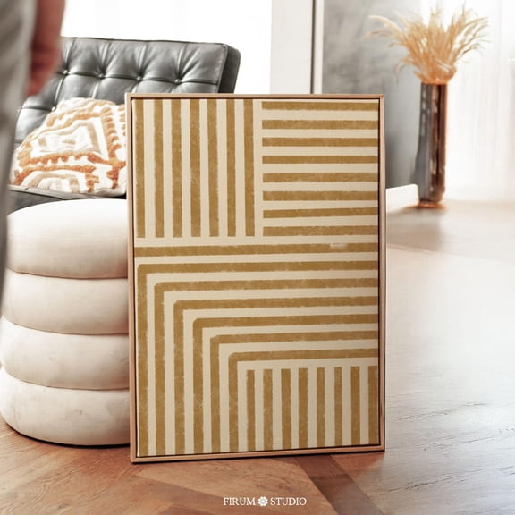 Mustard Yellow Geometric Wall Art, Minimal Art Print, Earthy Wall Decor, Mid Century Modern, Bohemian Poster, UNFRAMED PAPER POSTER, Home Decor, Vintage Gift, Living Room Dercor