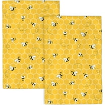 Mustard Yellow Kitchen Towels 18x26 Inch Cute Honey Bee Summer Decor Dish Towels Honeycomb Seasonal Holiday Decoration Hand Towels Absorbent Dish Cloths for Home Kitchen Dining Set of 2