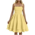 thumbnail image 1 of Mustard Yellow Lace Dresses for Women Summer Fall Slip Midi Knee Length Lounge Cute Ruched Camisole Tie Knot Tiered Plain Dresses Teen Girls 2025 Clothing Regular Fit XL, 1 of 7
