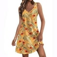 thumbnail image 1 of Mustard Yellow Ladies Hawaiian Tropical Midi Knee Length Dresses Floral Print Loose Fit Dresses for Women Sleeveless Vneck Beach Brunch Summer Fall Dresses 2025 Clothing S, 1 of 1