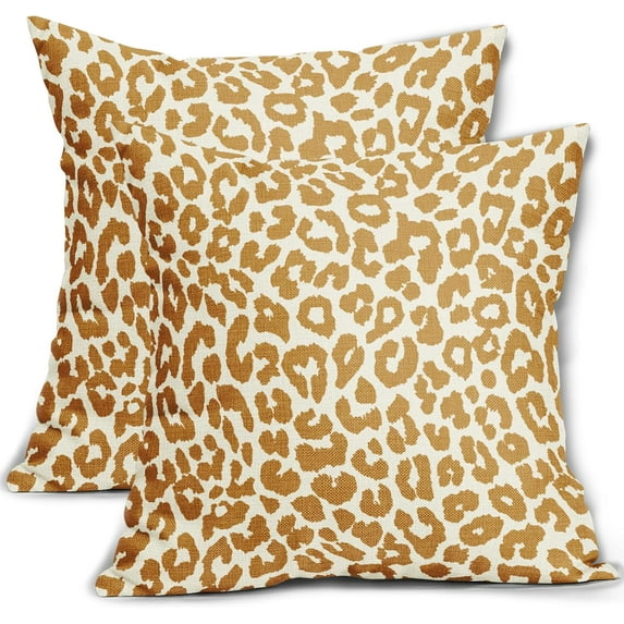 Mustard Yellow Leopard Print Pillow Covers 18x18 Set of 2 Cheetah Animal Pattern Chinoiserie Decorative Outdoor Pillowcases Rustic Farmhouse Zipper Throw Cushion Case Decor for Home Couch Sofa Bed