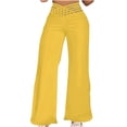 thumbnail image 1 of Mustard Yellow Loose Fit for Ladies Fall Summer Spandex Brunch Keyhole Eyelet High Cut Flared Wide Leg Straight Leg Basic Long Boot Cut Leg Pants Womens 2026 Clothes Fashion S, 1 of 7