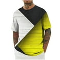 thumbnail image 1 of Mustard Yellow Man Plain Tshirts Color Block Geometry Print Loose Fit Tops Tee for Mens Short Sleeve Boat Neck Sport Gym Brunch Running Summer Fall Shirts 2025 Clothing M, 1 of 4