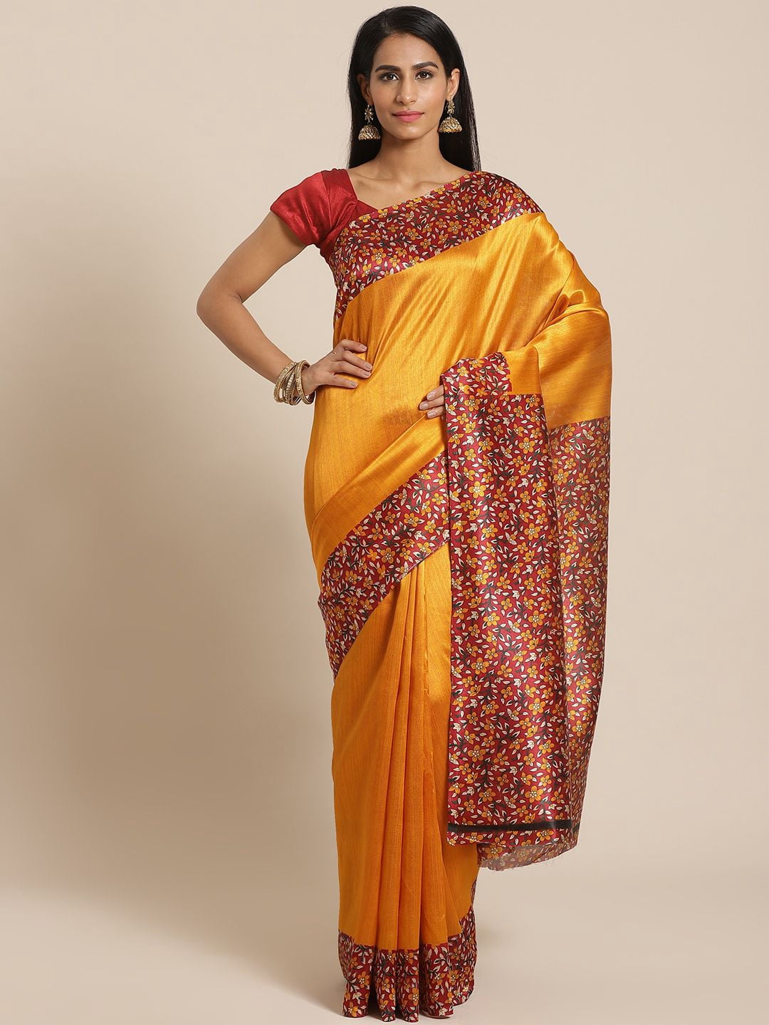 Mustad Yellow Makhan Silk Saree