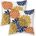 thumbnail image 1 of Mustard Yellow Navy Blue Summer Outdoor Pillow Covers 18x18 Inch 2 Pcs,Geometric Elegant Dahlia Floral Decorative Throw Pillows,Burnt Orange Flower Decor Pillowcase Cushion Cover for Couch, 1 of 5
