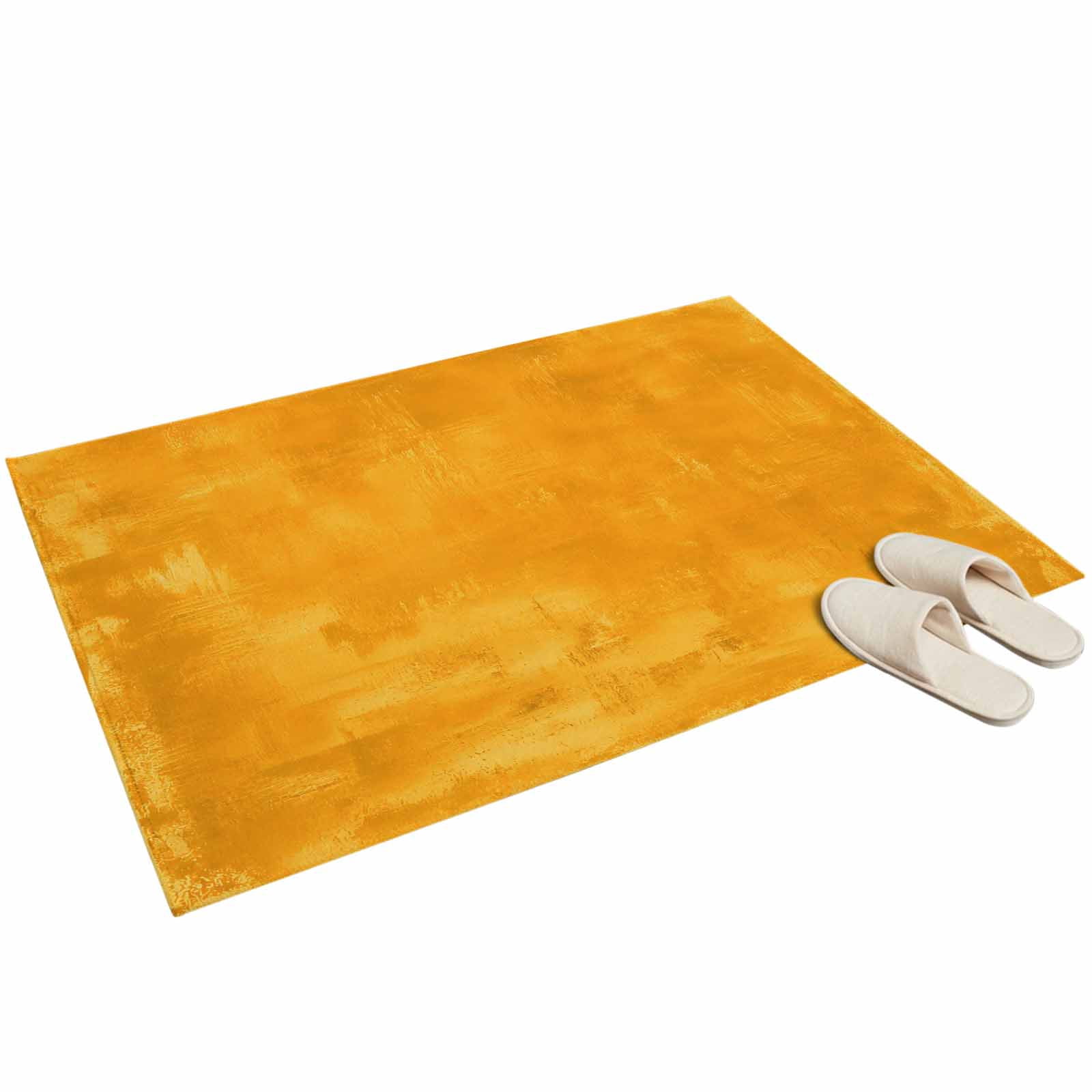 Rectangular Pattern Vintage Mustard Yellow Oil Painting Area Rug 2x3ft Boho Vintage Distressed ...