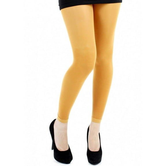 Mustard Yellow Opaque Footless Tights for Women