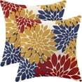 thumbnail image 1 of Mustard Yellow Red Navy Blue Pillow Covers 20x20 Inch Set of 2 Dahlia Floral Decor Throw Pillows Summer Modern Geometry Flower Outdoor Decorative Cushion Cases for Sofa Couch Bed Decorations, 1 of 6