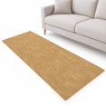 Mustard Yellow Runner Rug 2.6'x10', Boho Orange Solid Color Linen Weave ...