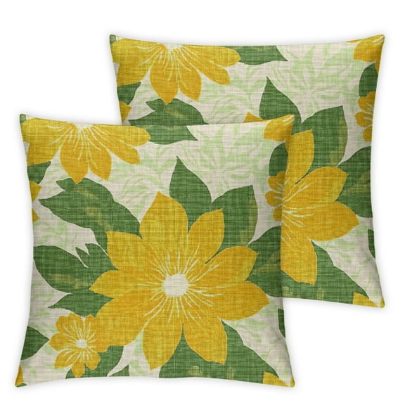 Mustard Yellow Sage Green Pillow Covers Set of 2 White Dahlia Floral Decor Throw Pillows Summer Modern Geometry Flower Outdoor Decorative Cushion Cases for Sofa Couch Bed Decorations