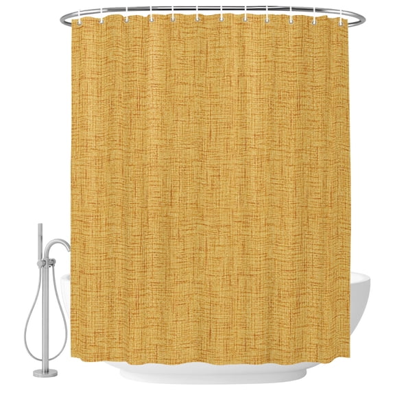 Mustard Yellow Solid Shower Curtain for Bathroom, Minimalist Cloth Rustic Yellow Linen Texture Waterproof Cloth Fabric Bathroom Accessories Set with 9 Rust Proof Plastic Hooks, 36"x72"