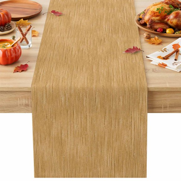 Mustard Yellow Table Runner 13x36 Inch Boho Orange Solid Color Linen Weave Texture Rustic Cotton Linen Dining Table Runner Ideal for Dresser Kitchen Coffee Tables - Machine Washable