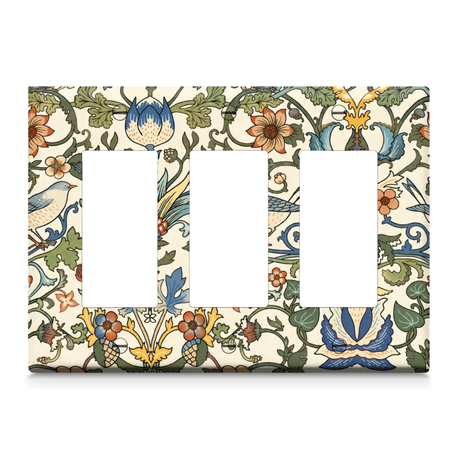 Mustard Yellow, Tan and Coral Orange Decorative Art 3-Gang Decorator ...