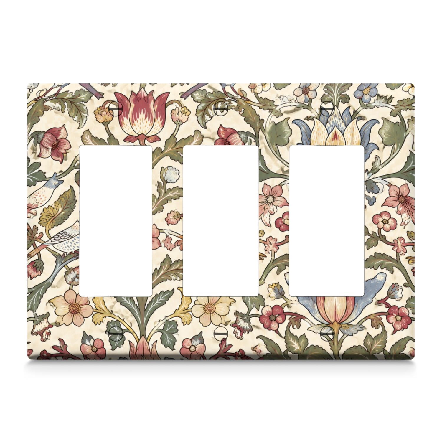 Mustard Yellow, Tan and Coral Orange Decorative Art 3-Gang Decorator ...
