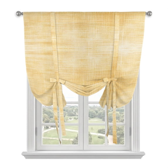 Mustard Yellow Tie Up Curtains 45 Inches Long, Kitchen Window Curtains Over Sink, Vintage Solid Color Modern Minimalist Small Window Curtains Shade Balloon Curtains Valances for Bedroom/Cafe 34"x45"