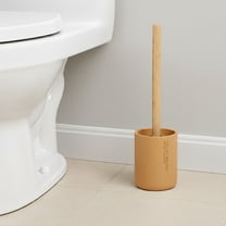 Mustard Yellow Toilet Brush and Holder Set with Natural Bamboo Handle - Durable, Elegant Bathroom Accessory for a Clean Home