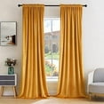 thumbnail image 1 of Mustard Yellow Velvet Curtains Thermal Insulated Blackout Curtain Fall Drapes for Bedroom Living Room Darkening 108 Inches Long Curtains Panels Rod Pocket Set of 2, 1 of 6