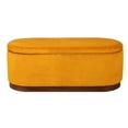 thumbnail image 1 of Mustard Yellow Velvet and Wood Storage Bench Modern Design Style Entryway, 1 of 8