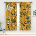 thumbnail image 1 of Mustard Yellow Vintage Curtains & Drapes Luxury Whimsical Floral Lemon Hummingbird Patterned  Mid Century Colorful Blackout Drapes for Living Room Bedroom,A, 1 of 10
