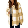 thumbnail image 1 of Mustard Yellow for Juniors Winter Fall Long Sleeve Turtleneck Plaid Warm Fuzzy Cardigan Shacket Outfits Women Button 2025 Clothing Country Concert S, 1 of 7