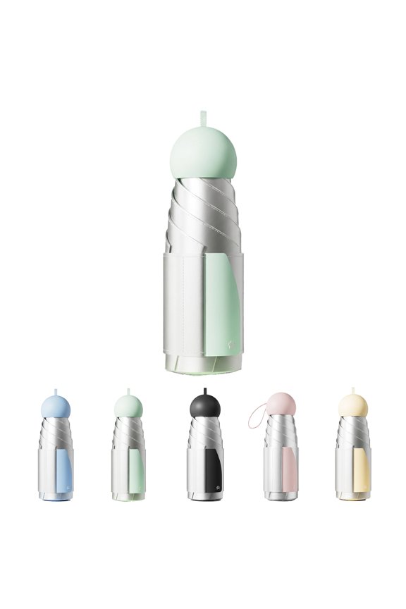 Mini Travel Umbrella with Carrying Pouch, 7.1" Compact Pocket Size for Rain & Sun, Odorless TiO2 Titanium UV Protection, Nano Waterproof Bionic Windproof Purse Umbrella for Women