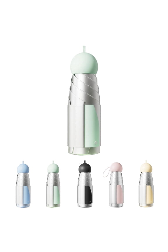 Mini Travel Umbrella with Carrying Pouch, 7.1" Compact Pocket Size for Rain & Sun, Odorless TiO2 Titanium UV Protection, Nano Waterproof Bionic Windproof Purse Umbrella for Women