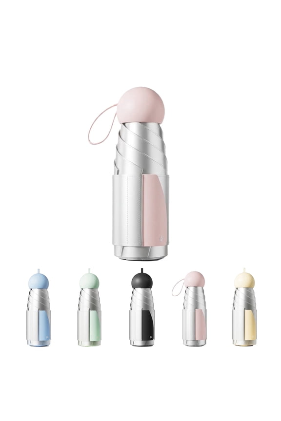 Mini Travel Umbrella with Carrying Pouch, 7.1" Compact Pocket Size for Rain & Sun, Odorless TiO2 Titanium UV Protection, Nano Waterproof Bionic Windproof Purse Umbrella for Women
