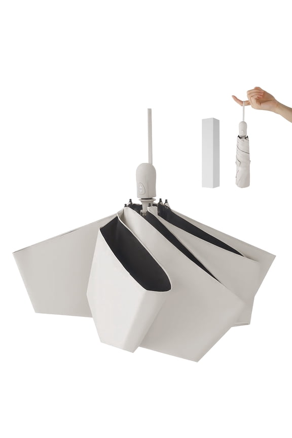 UPF 50+ 100% UV Blocking Sun Umbrella, Compact Ultralight 220g, One-Touch Auto Open/Close, Wind & Water Resistant, Portable, Gift Box (30D-Beige)