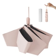 Mustarpicking Compact Sun Umbrella, UPF 50+ UV Protection, Pink,Ultralight 7.8 oz travel umbrella with one-touch open/close for sun and rain; compact for purses, commuting, and trips.