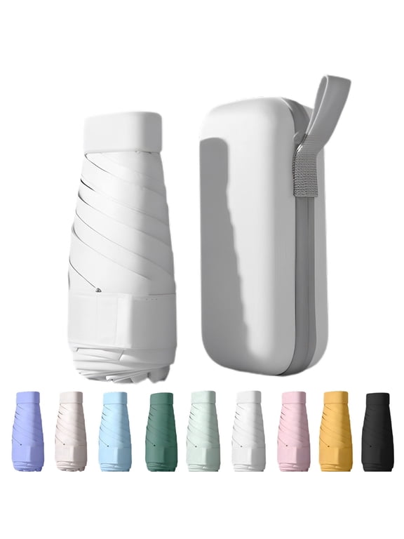 UPF50+ Mini Travel Sun Umbrella for Purse With Case,Small Compact UV Umbrella Protection Sun,Lightweight Portable Parasol Windproof for Women Men Kids (Off-White)