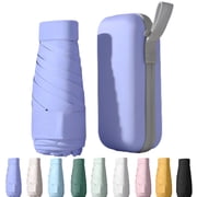 Mustarpicking UPF 50+ Mini Travel Umbrella with Case, Compact Lightweight Sun Parasol for Women and Men Purple