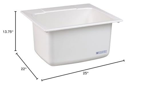 White 25'' Fiberglass Drop-In Utility Sink