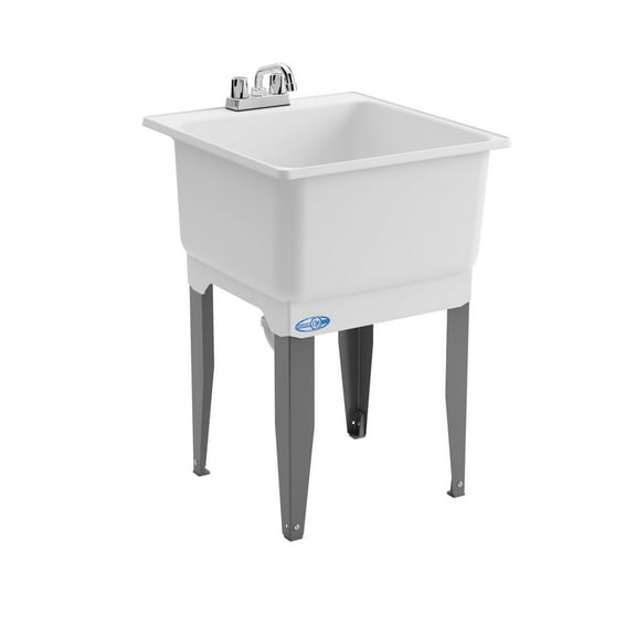 Mustee Utilatub Freestanding 23 in. Laundry Sink/Utility Tub Combo Kit, 6 in. Faucet
