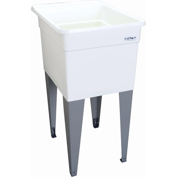 Mustee Lil'Tub Utilatub Laundry Utility Tub Floor Mount - Polypropylene - 24x18, White Residential Use, Standard Application