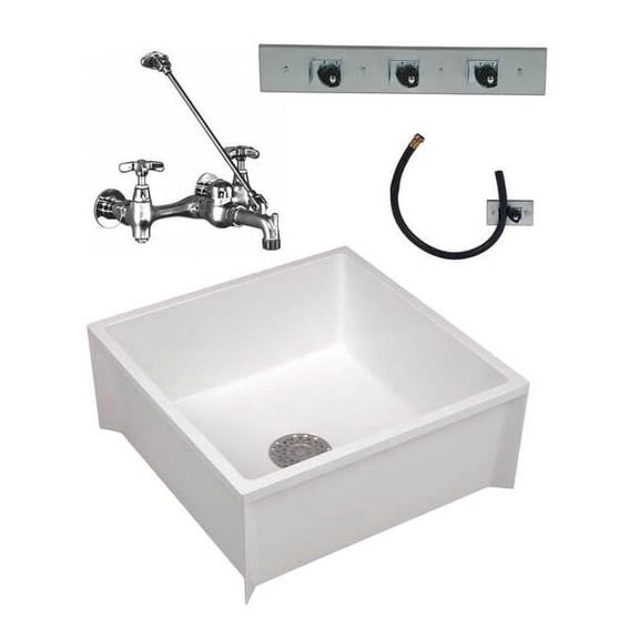 Mustee 24 in W x 24 in L x 10 in H, Mop Sink Kit 63CM
