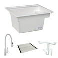 Mustee K25 25in x 22in 1Basin White DropIn Laundry Sink with Drain