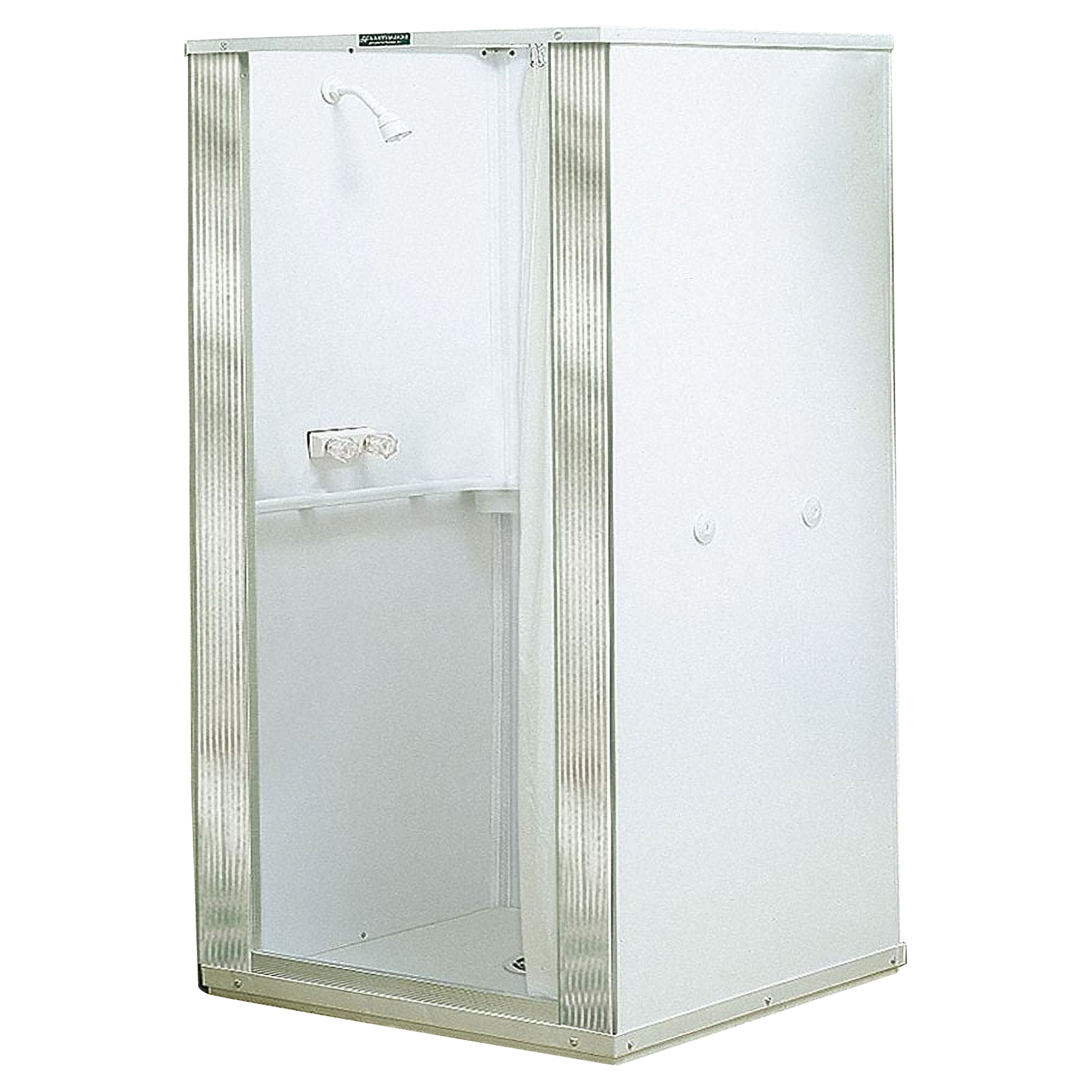 Mustee Durastall Shower Stall, Thermoplastic, Center Drain, Slip