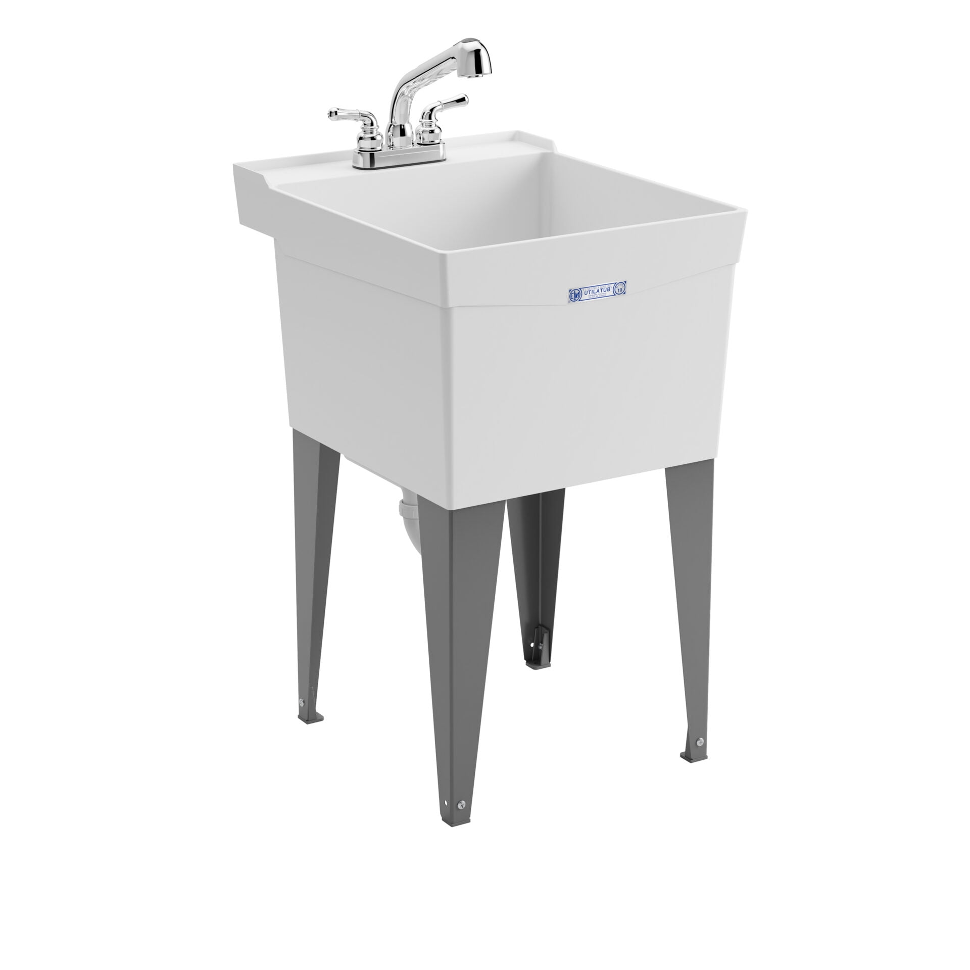 Mustee Utilatub Freestanding 20 in. Laundry Sink/Utility Tub Combo Kit, 24 in. Pull-Out Faucet