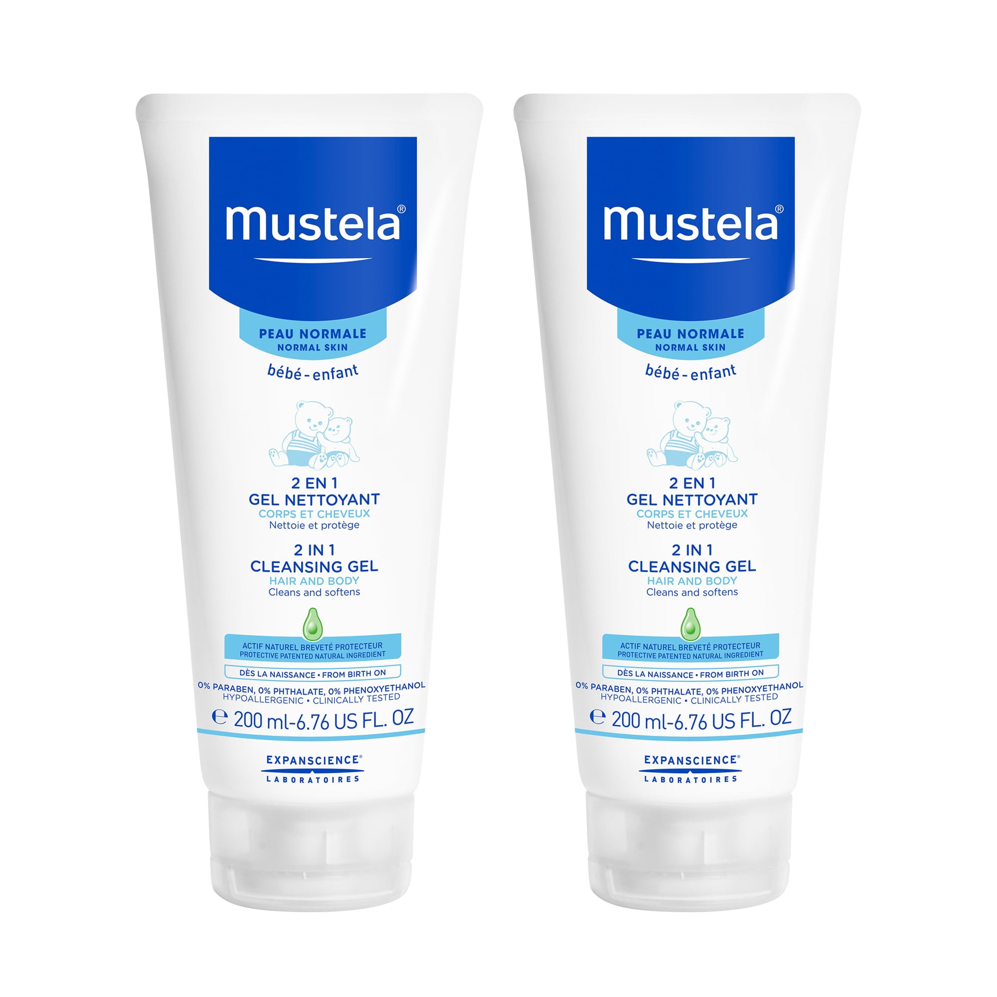 Mustela Baby Gentle Cleansing Gel, Hair and Body Wash with Natural Avocado  Perseose, Twin Pack, 2 x 16.9 oz