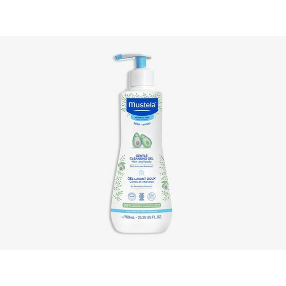 Mustela Baby Gentle Cleansing Gel - Baby Hair & Body Wash - with Natural Avocado fortified with Vitamin B5 - Biodegradable Formula & Tear-Free – 16.90 fl. oz.