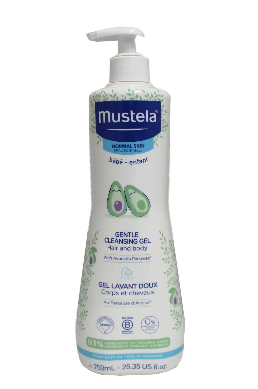 Mustela Baby Gentle Cleansing Gel, Hair and Body Wash with Natural