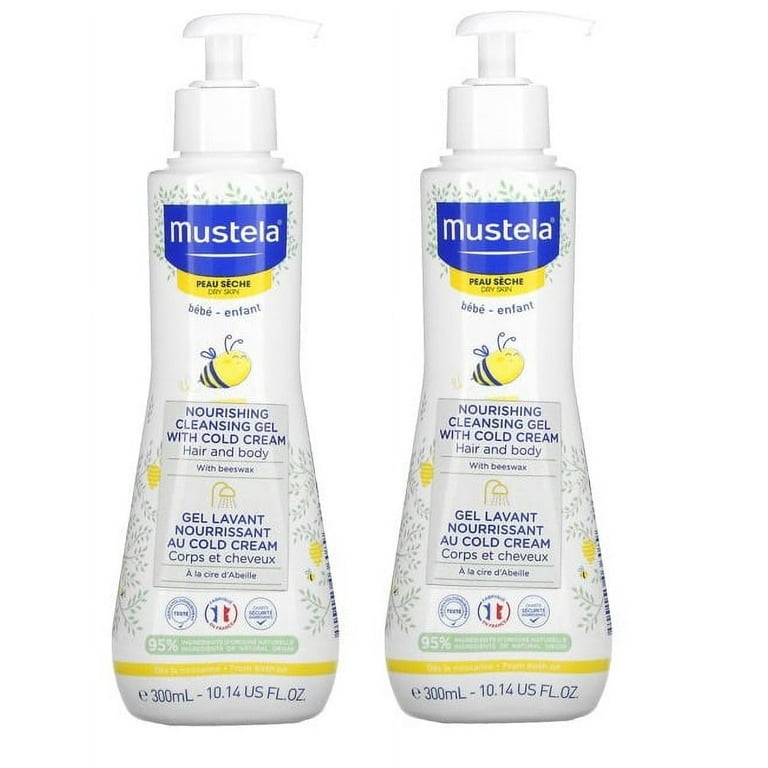 Mustela Baby Nourishing Dry Skin Cleansing Gel with Cold Cream For Hair &  Body - 10.14 oz, 2-pack