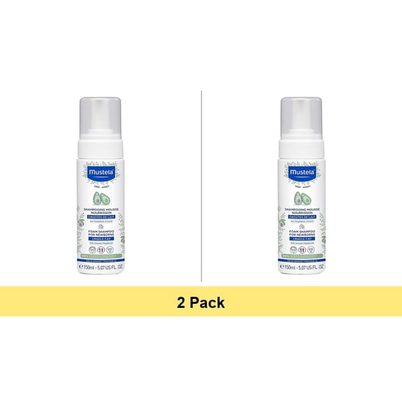 Mustela Cradle Cap Newborns Foam Shampoo, 5.07 Oz - 2 Pack