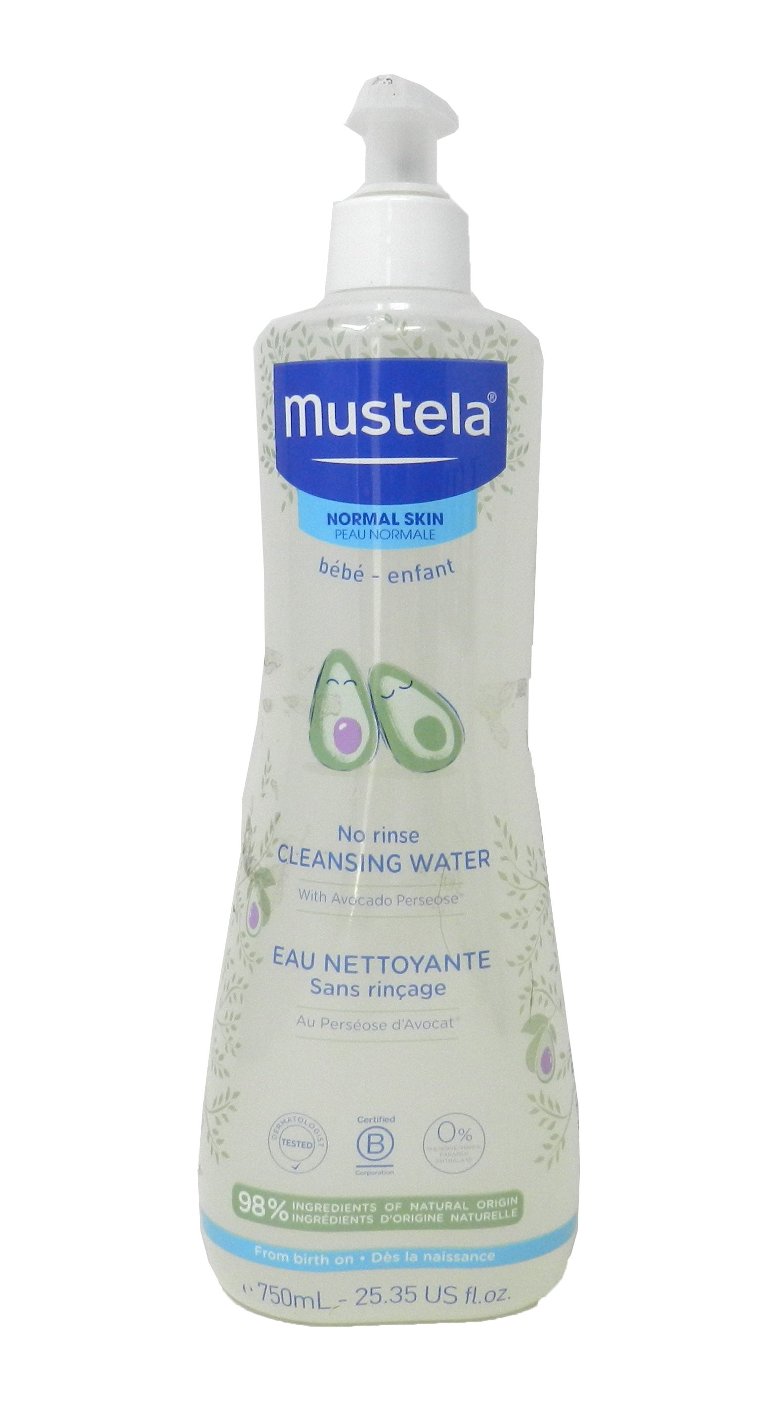 Mustela No Rinse Skin Cleansing Water & Cleanser For Normal Skin, 25.35 Ounces