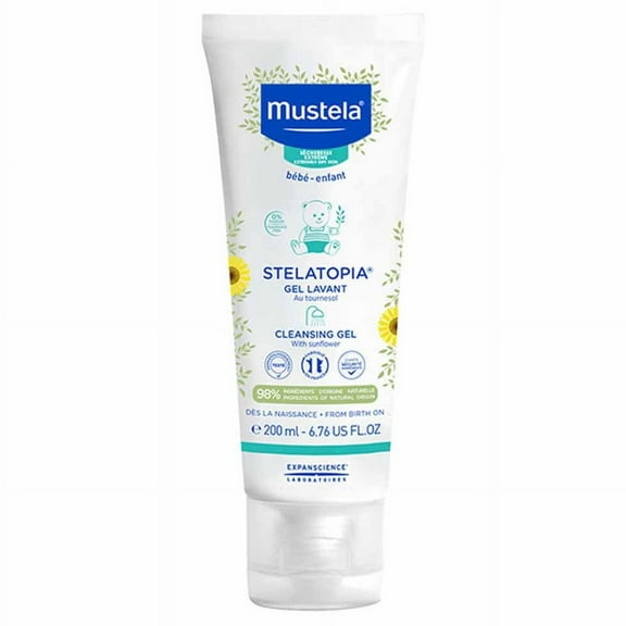 Mustela Stelatopia Cleansing Gel, Fragrance Free, 6.76 fl oz (200 ml)