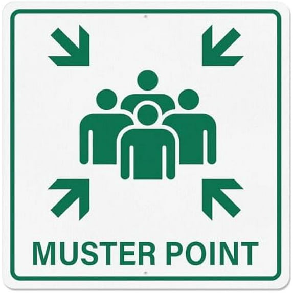 Muster Point Sign with Pre-Drilled Holes 18 × 18 Inches Heavy-Duty ...