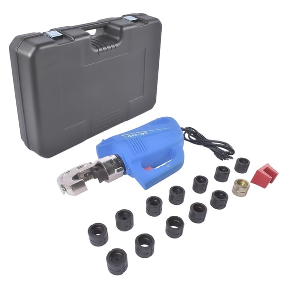 Mustrod 110V 12 Ton Electric Cable Lug Crimper Hydraulic Cable Wire Crimping Tool w/13 Molds 8AWG-600MCM