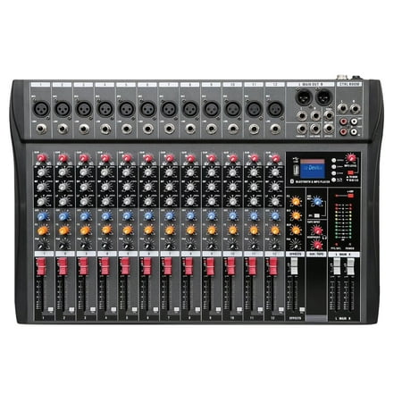 Mustrod 12 Channel Professional Audio Mixer Digital Bluetooth Sound Board Live Studio Power Mixing