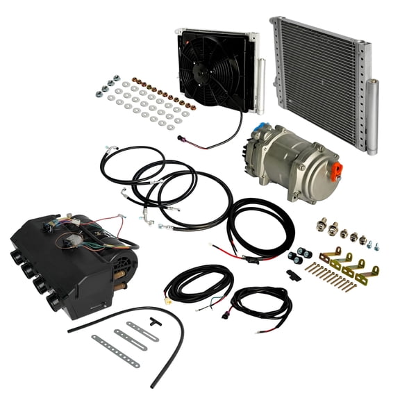 Mustrod 12V Universal Underdash Car Air Conditioner Electric A/C Unit Kit Compressor Cooling